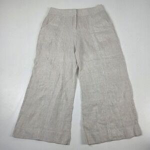 ViX Paula Hermanny Pants Womens Large Beige Linen Wide Leg Pull On Casual Beach